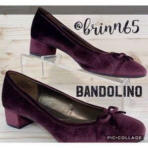 BANDOLINO Wine Velvet low Heel Shoe NIB 7.5